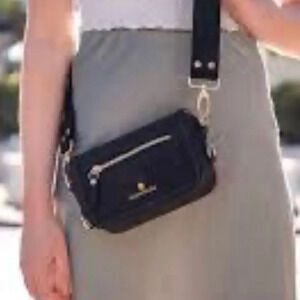 MONTAGE | Black Small Crossbody Travel Eco Convertible Tote Gold Hardware Zipper